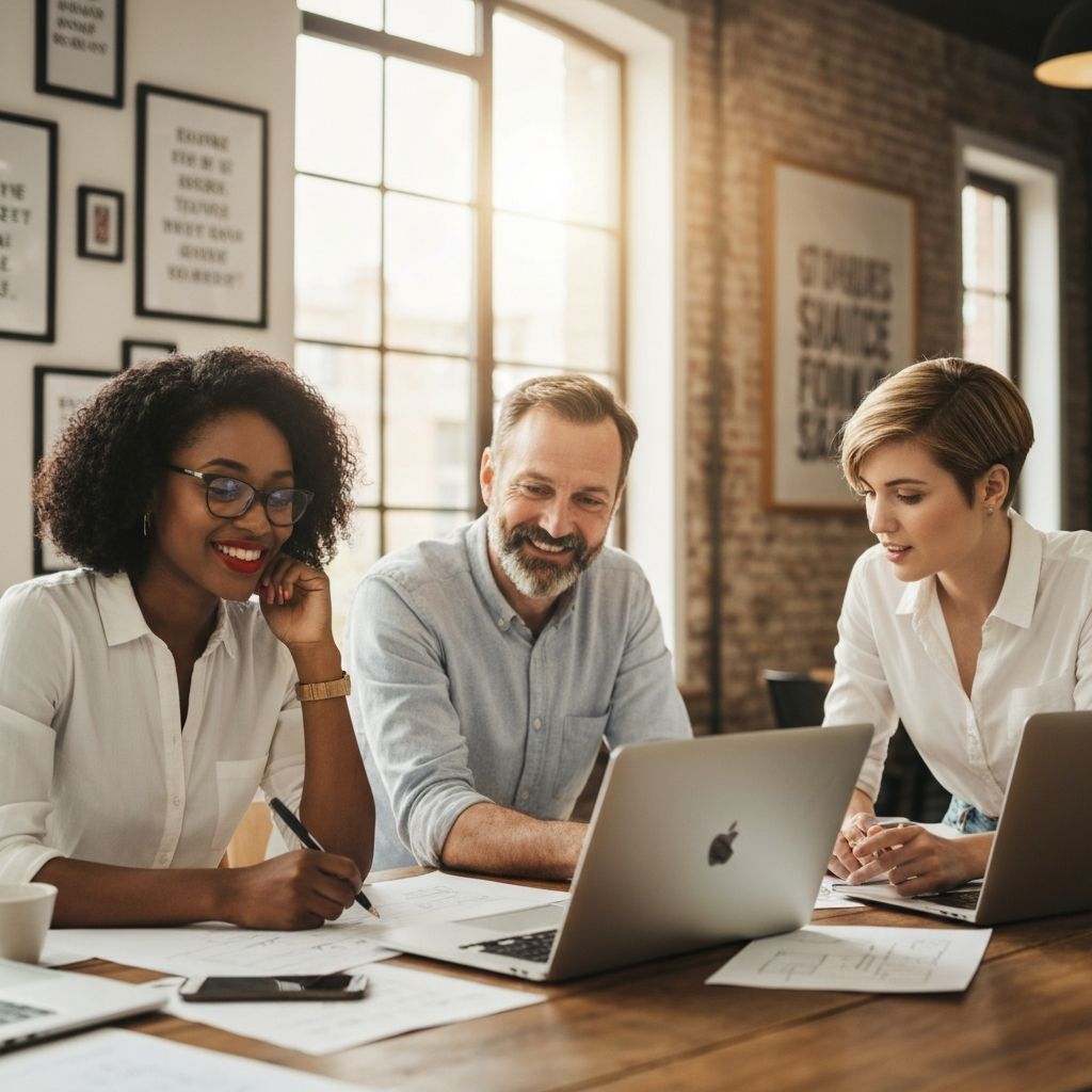 Equipe trabalhando em projeto criativo